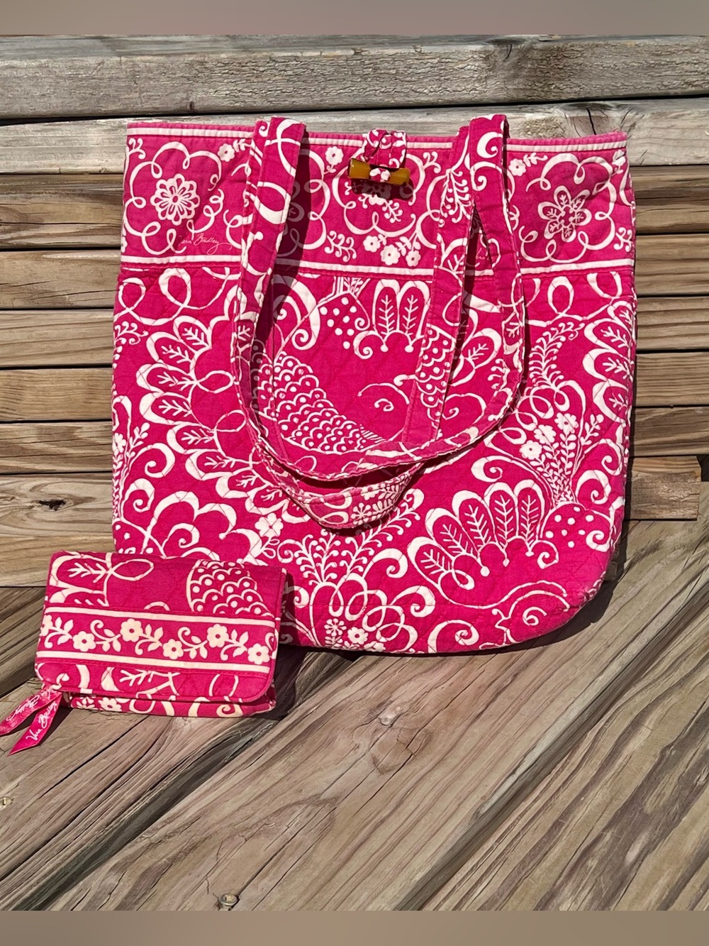 •Vera Bradley Bundle Twirly Birds Tote & Wallet! EUC!